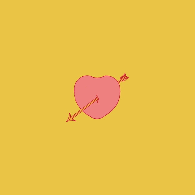 Corazón de los amantes de Cupido con ilustración de estilo retro vintage de flecha