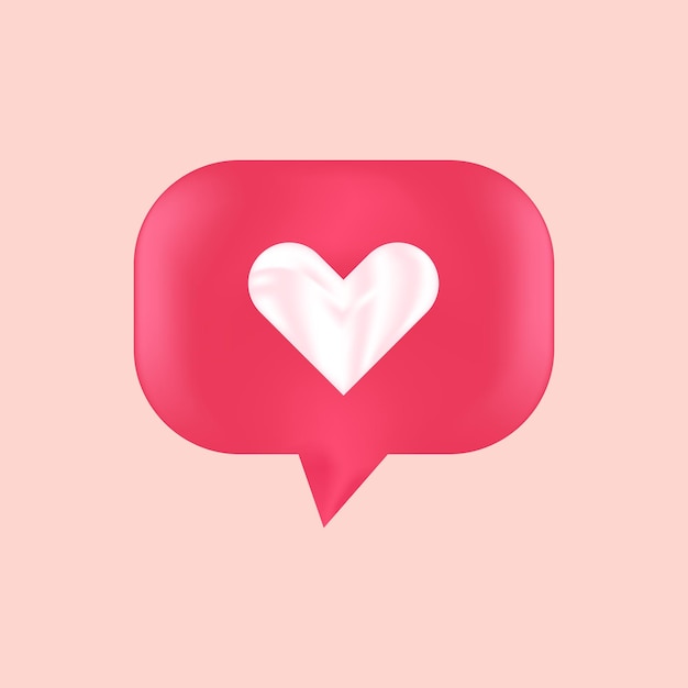 Corazón de amor 3d con icono de mensaje