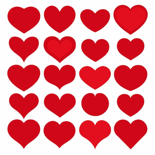 Corazón de amor diferentes formas vector conjunto de corazones en varias formas vector