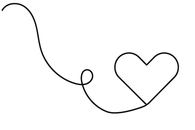 El corazón del amor forma un dibujo continuo de una línea de contorno aislado arte vectorial fondo blanco