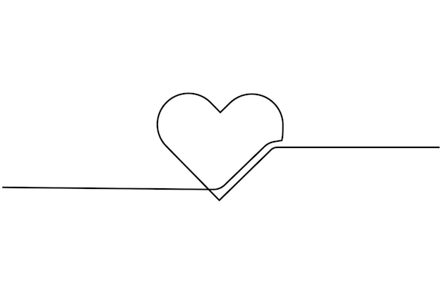El corazón del amor forma un dibujo continuo de una línea de contorno aislado arte vectorial fondo blanco
