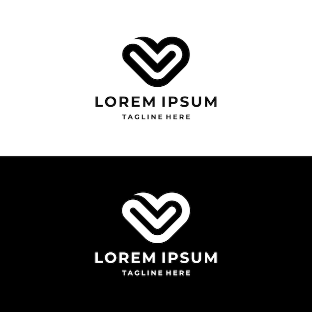 Corazón de amor con inspiración para el diseño del logotipo de la letra inicial L