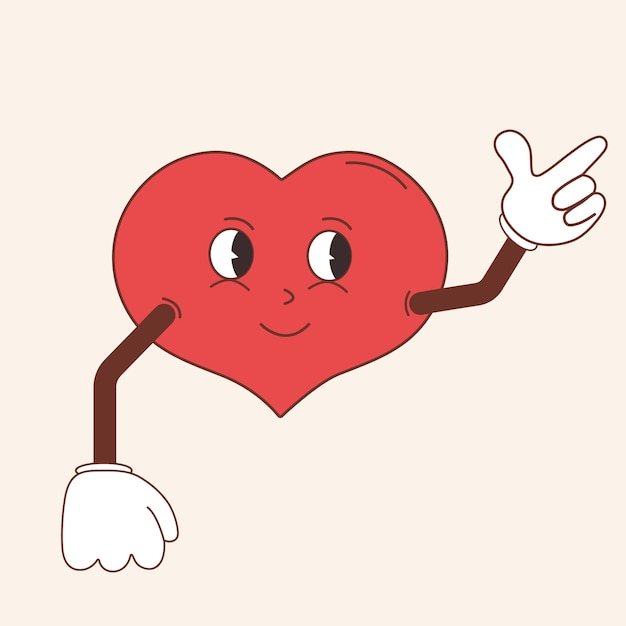 El corazón del amor con un regalo en el estilo groovy vintage