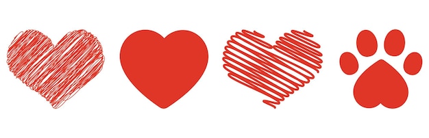 Corazón amor romance corazón rojo iconas vectoriales del corazón corazón rojo símbolos de amor aislados vector editable