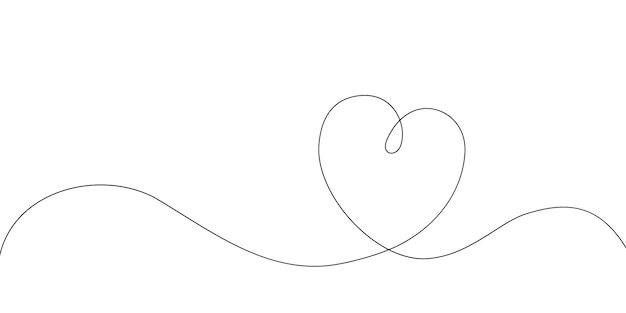 Corazón amor Vector línea continua arte ilustración romántico minimalista boda tarjeta fondo