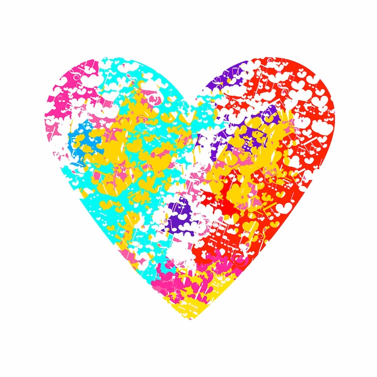 Vector corazón de arco iris aislado en blanco diseño para tarjeta de boda tarjeta de san valentín