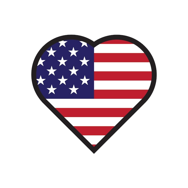 Vector un corazón con la bandera americana en él