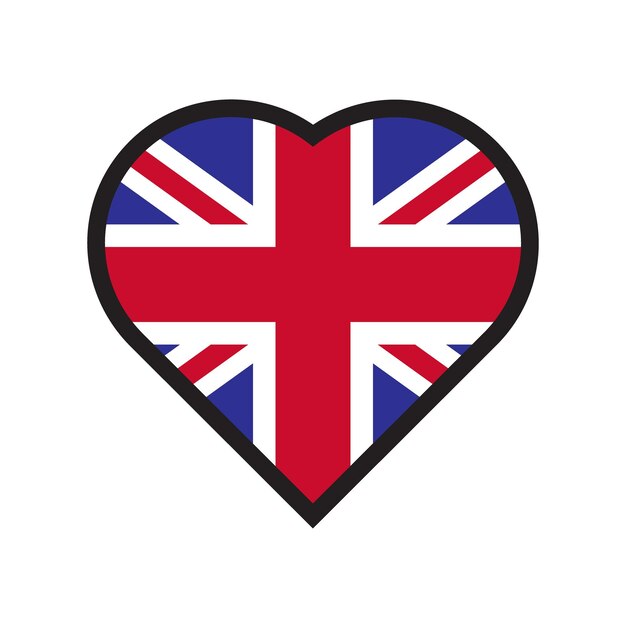 Vector un corazón con la bandera británica en él