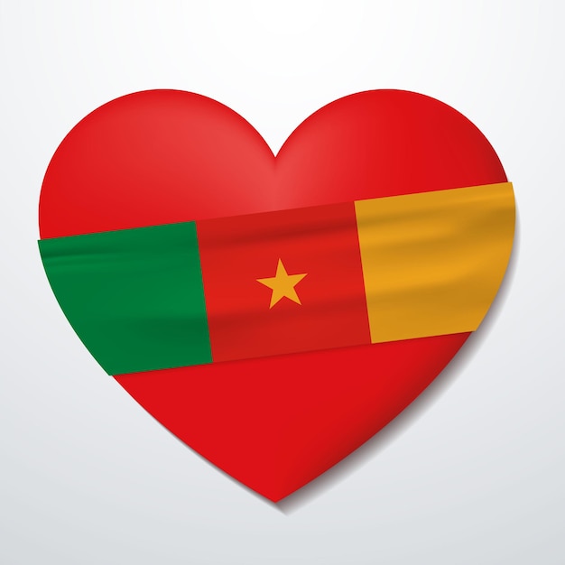 Corazón con bandera de Camerún