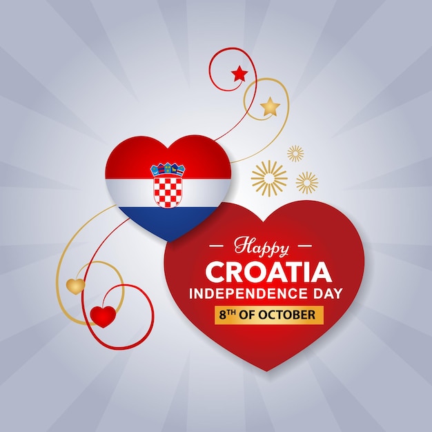 Vector un corazón con la bandera de croacia en él.