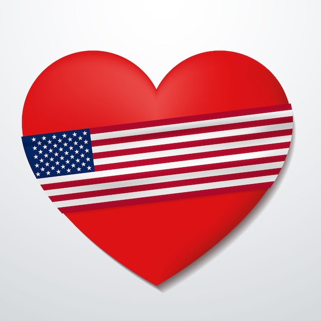 Vector corazón con bandera de estados unidos