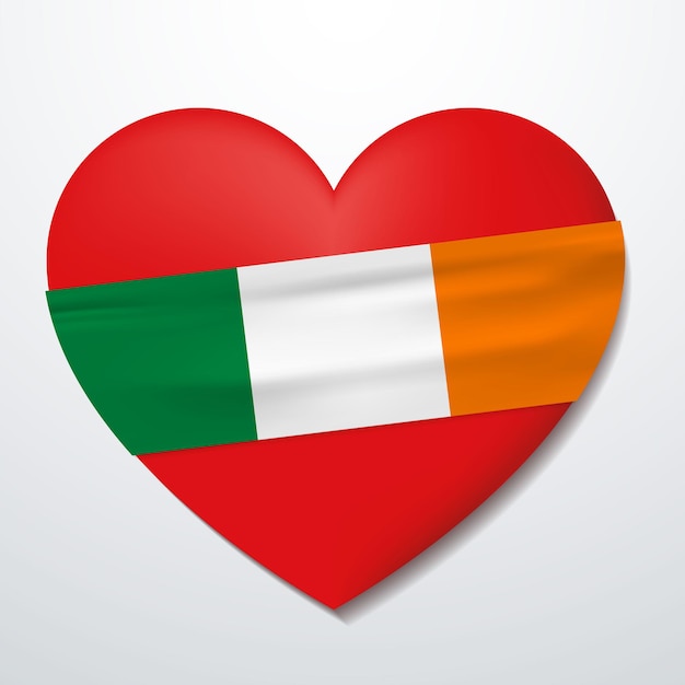 Vector corazón con bandera de irlanda