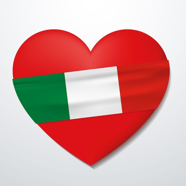 Vector corazón con bandera de italia