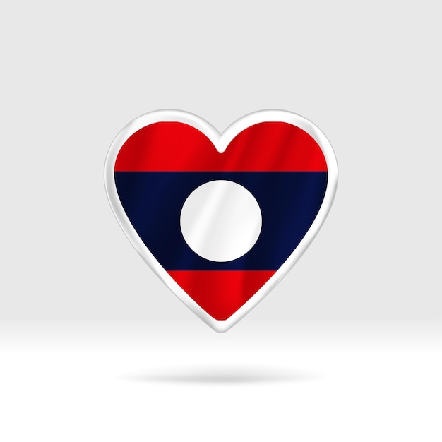 Corazón de la bandera de Laos. Estrella de botón plateado y plantilla de bandera. Fácil edición y vector en grupos.