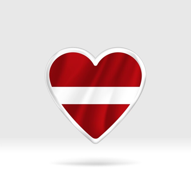 Corazón de la bandera de Letonia. Estrella de botón plateado y plantilla de bandera. Fácil edición y vector en grupos.