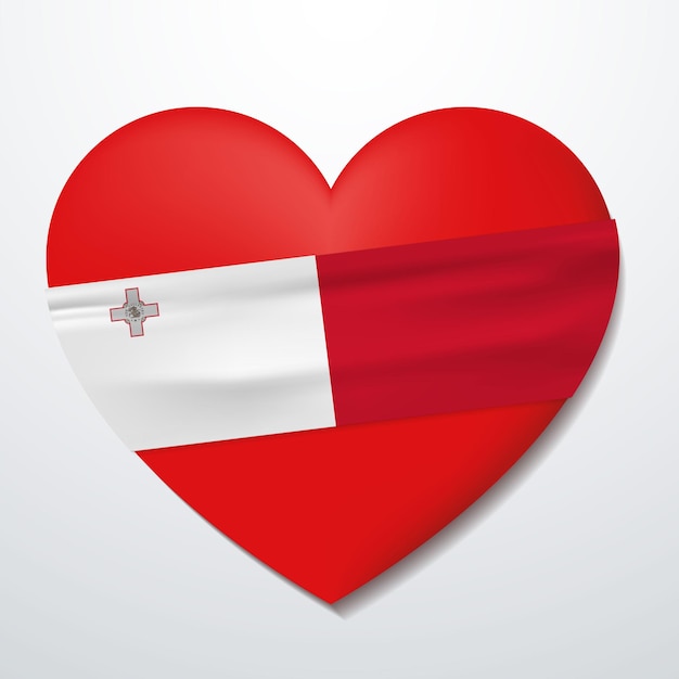 Vector corazón con la bandera de malta