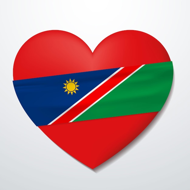 Vector corazón con la bandera de namibia