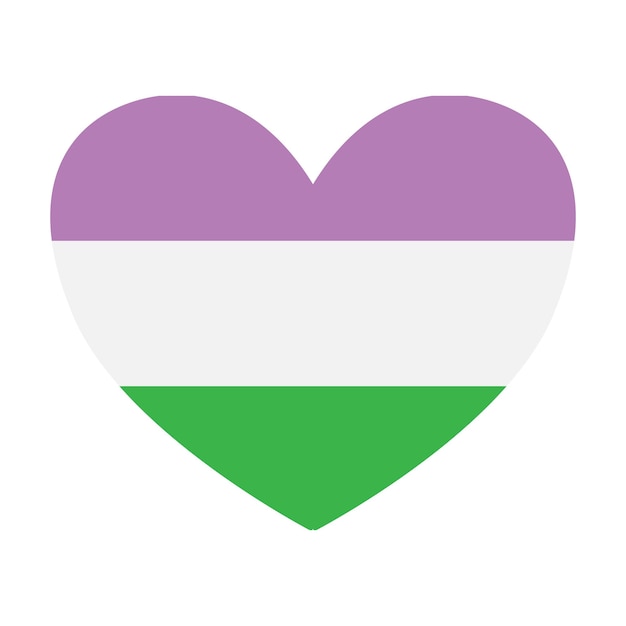 Corazón de bandera queer de género plano vectorial