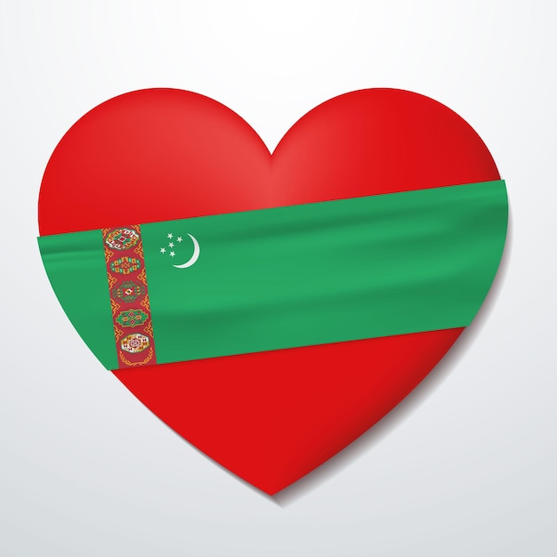Corazón con bandera de turkmenistán