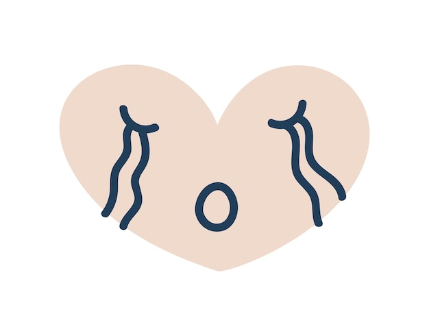 Corazón beige frustrado Emoji Icon Objeto Símbolo plano Arte vectorial Elemento de dibujos animados