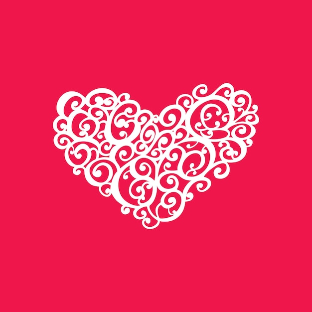 un corazón con un borde blanco y un fondo rojo