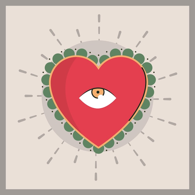 Vector corazón brillante con ojo