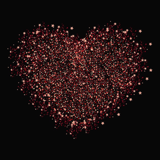Corazón de brillo rojo vectorial sobre un fondo oscuro