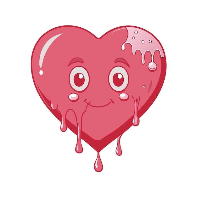 un corazón con una cara y ojos y un corazón rosado con un fondo blanco