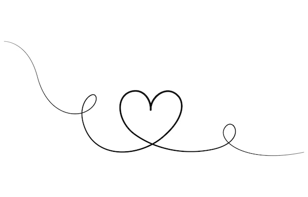 Corazón con cinta Corazones abstractos como línea continua dibujando en blanco como fondo Línea de corazón