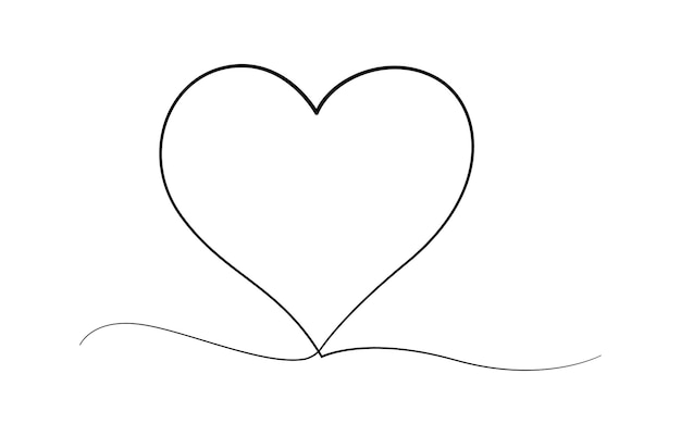 Corazón con cinta Corazones abstractos como línea continua dibujando en blanco como fondo Línea de corazón