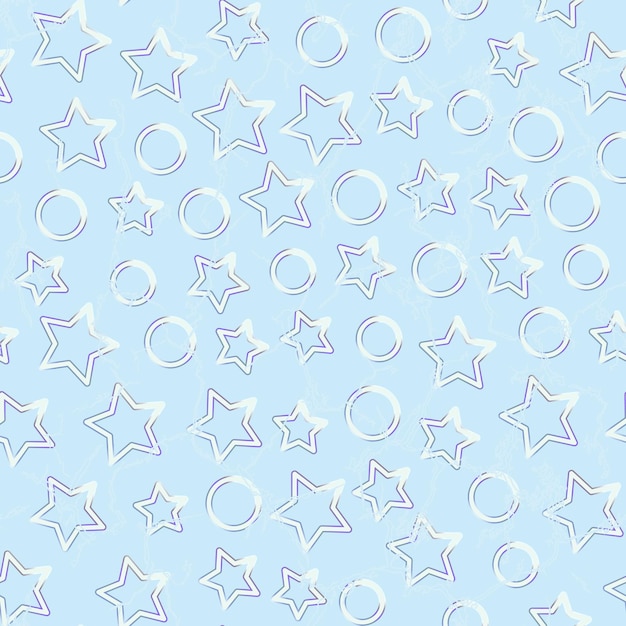 Corazón de color azul y formas de estrella Textura sin costuras
