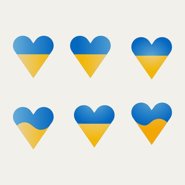 Corazón en colores amarillo y azul. bandera ucraniana. ilustración vectorial Degradado.