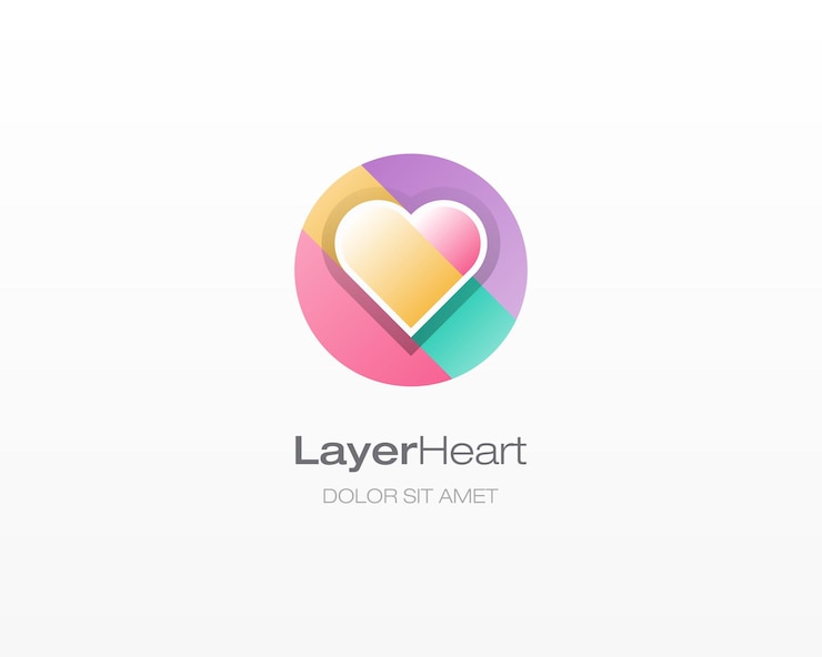 Vector corazón de colores con el logotipo del círculo