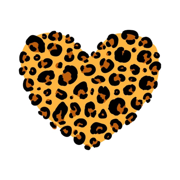 Corazón colorido con patrón de textura de estampado de leopardo ilustración de vector de manchas de guepardo