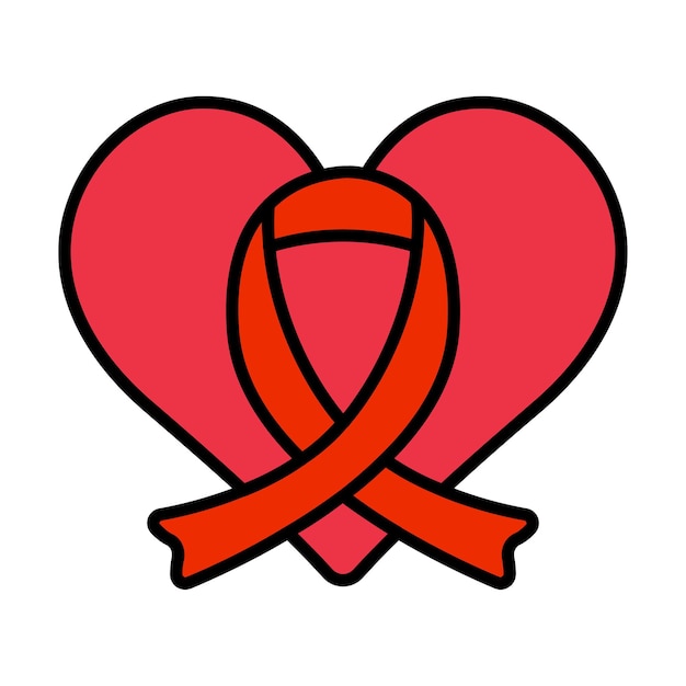 Corazón con conciencia icono de línea de cinta de apoyo a la salud de caridad conciencia cinta de amor cuidado corazón símbolo compasión causa humanidad ayuda bondad prevención icono bienestar