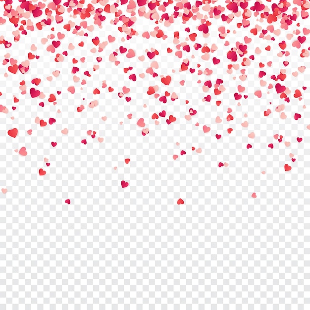 Corazón confeti valentines mujeres día de las madres fondo con la caída de los corazones de papel rojo y rosa