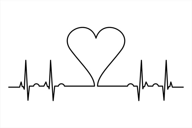 Corazón continuo un dibujo de línea de arte forma de color contorno de signo de amor ilustración vectorial