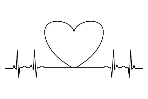 Corazón continuo un dibujo de línea de arte forma de color contorno de signo de amor ilustración vectorial