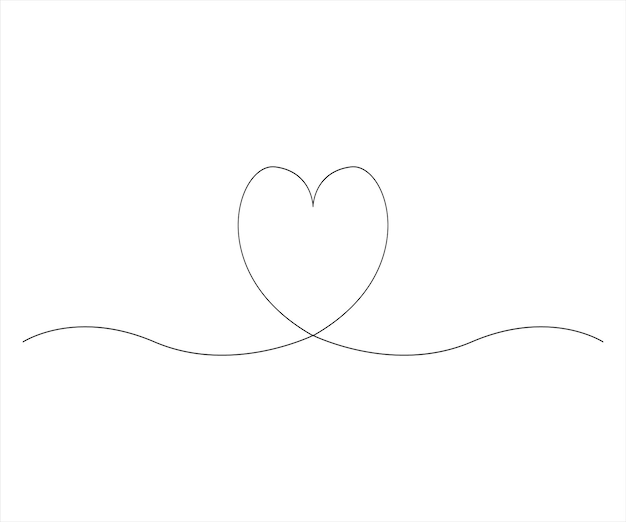 Corazón continuo un dibujo de línea de arte forma de color contorno de signo de amor ilustración vectorial