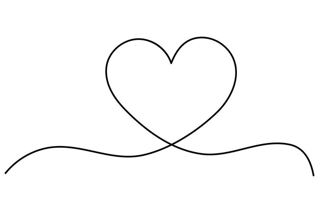 Corazón continuo un dibujo de línea de arte forma de color contorno de signo de amor ilustración vectorial