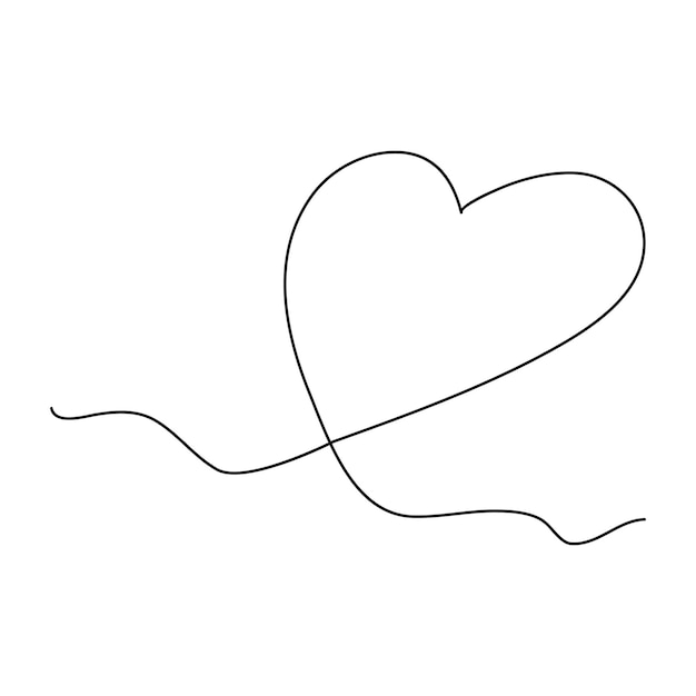 Corazón continuo un dibujo de línea de arte forma de color contorno de signo de amor ilustración vectorial