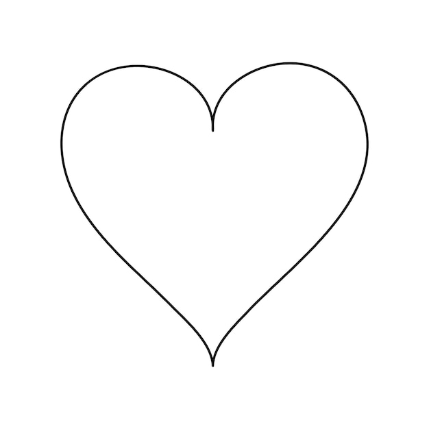 Corazón continuo un dibujo de línea de arte forma de color contorno de signo de amor ilustración vectorial