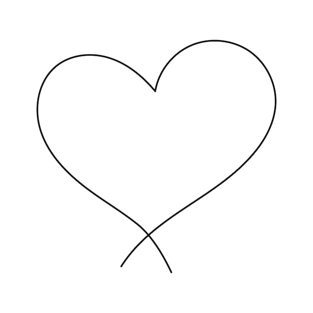 Vector corazón continuo un dibujo de línea de arte forma de color contorno de signo de amor ilustración vectorial