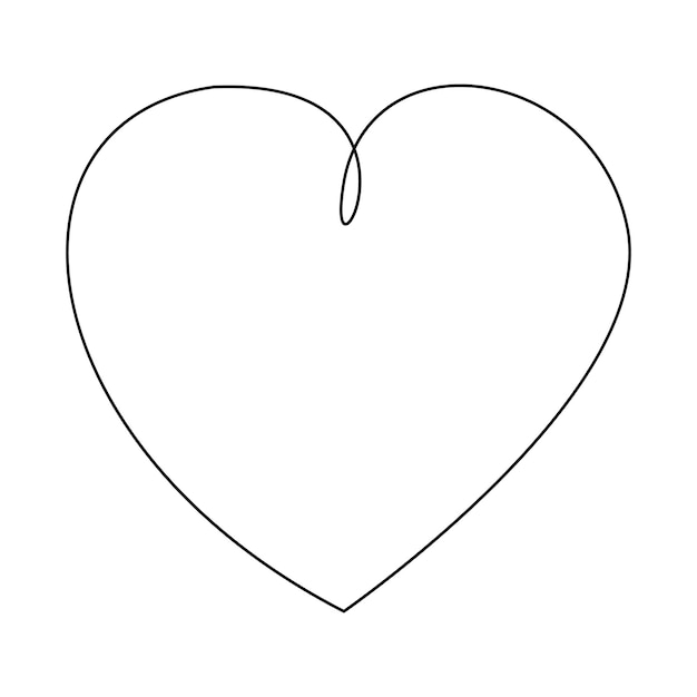 Vector corazón continuo un dibujo de línea de arte forma de color contorno de signo de amor ilustración vectorial