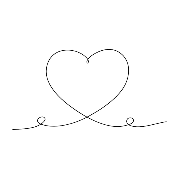 Corazón continuo un dibujo de línea de arte forma de color contorno de signo de amor ilustración vectorial