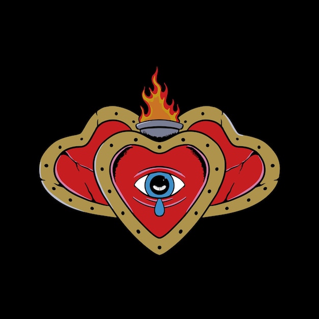 un corazón con un corazón que dice ojo en él