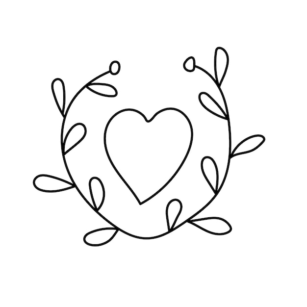 Corazón con corona Ilustración vectorial en estilo doodle