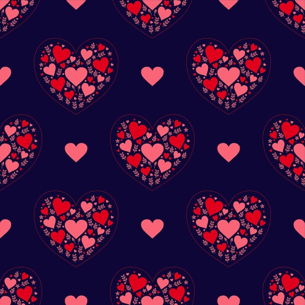 Corazón sin costuras y patrón floral para el Día de San Valentín