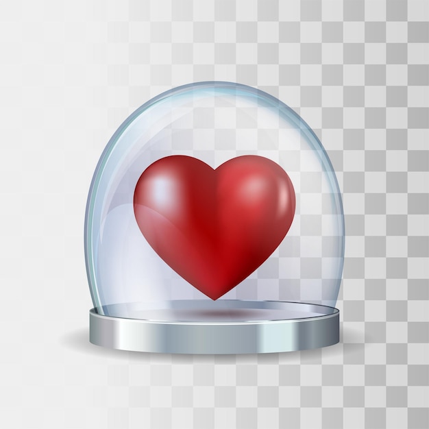 Corazón en cúpula de cristal transparente ilustración vectorial