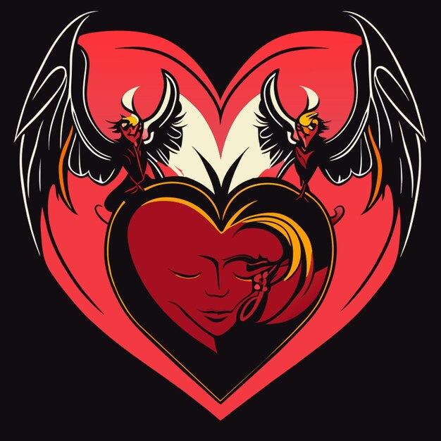 Vector el corazón de los diablos y los ángeles ilustración vectorial del corazón